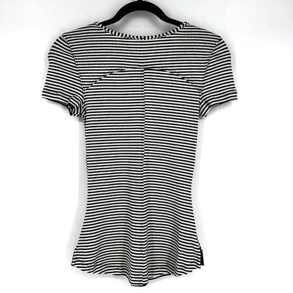 Free People Frenchie Striped Cutout Knit Tee Black/Ivory Small - Picture 5 of 8